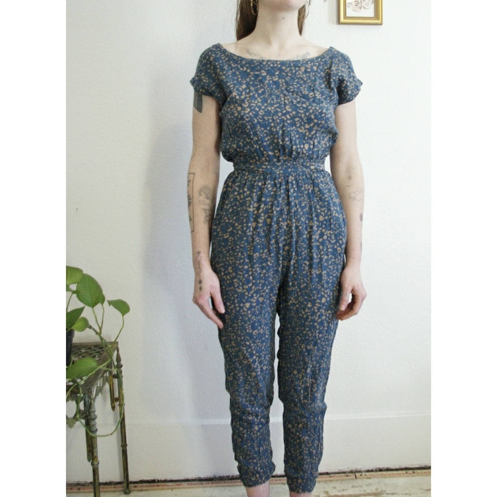Teal Patterned Jumpsuit